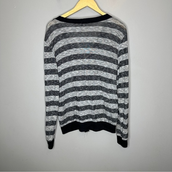 Black grey and black striped button down cardigan - Picture 6 of 6